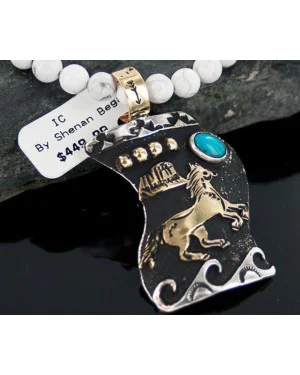 12kt Gold Filled and .925 Sterling Silver Handmade Horse Certified Authentic Navajo Turquoise Native American Necklace 370892603822 12kt Gold Filled and .925 Sterling Silver Handmade Horse Certified Authentic Navajo Turquoise Native American Necklace 370892603822