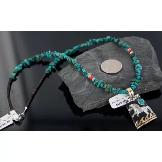 12kt Gold Filled and .925 Sterling Silver Handmade Horse Certified Authentic Navajo Turquoise Native American Necklace 370894058069 12kt Gold Filled and .925 Sterling Silver Handmade Horse Certified Authentic Navajo Turquoise Native American Necklace 370894058069
