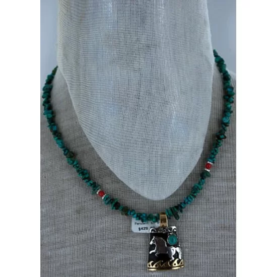 12kt Gold Filled and .925 Sterling Silver Handmade Horse Certified Authentic Navajo Turquoise Native American Necklace 370894058069 12kt Gold Filled and .925 Sterling Silver Handmade Horse Certified Authentic Navajo Turquoise Native American Necklace 370894058069