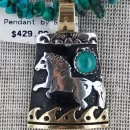 12kt Gold Filled and .925 Sterling Silver Handmade Horse Certified Authentic Navajo Turquoise Native American Necklace 370894058069