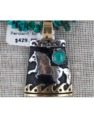 12kt Gold Filled and .925 Sterling Silver Handmade Horse Certified Authentic Navajo Turquoise Native American Necklace 370894058069 12kt Gold Filled and .925 Sterling Silver Handmade Horse Certified Authentic Navajo Turquoise Native American Necklace 370894058069