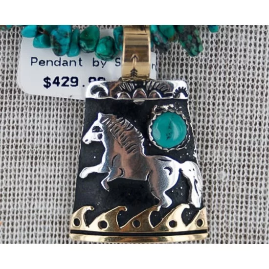 12kt Gold Filled and .925 Sterling Silver Handmade Horse Certified Authentic Navajo Turquoise Native American Necklace 370894058069 12kt Gold Filled and .925 Sterling Silver Handmade Horse Certified Authentic Navajo Turquoise Native American Necklace 370894058069