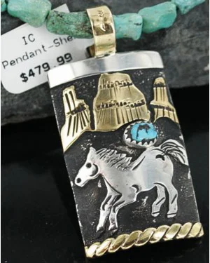 12kt Gold Filled and .925 Sterling Silver Handmade Horse Certified Authentic Navajo Turquoise Native American Necklace 370912388104 12kt Gold Filled and .925 Sterling Silver Handmade Horse Certified Authentic Navajo Turquoise Native American Necklace 370912388104
