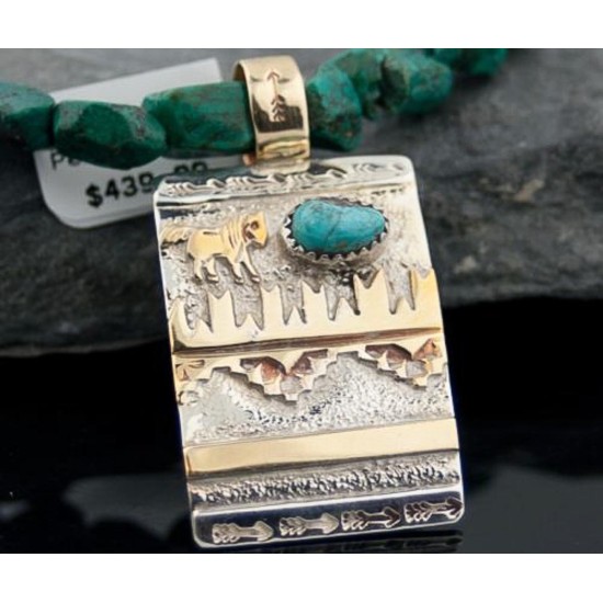 12kt Gold Filled and .925 Sterling Silver Handmade Horse Certified Authentic Navajo Turquoise Native American Necklace 370918925623 12kt Gold Filled and .925 Sterling Silver Handmade Horse Certified Authentic Navajo Turquoise Native American Necklace 370918925623