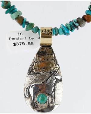 12kt Gold Filled and .925 Sterling Silver Handmade Horse Certified Authentic Navajo Turquoise Native American Necklace 371003507799
