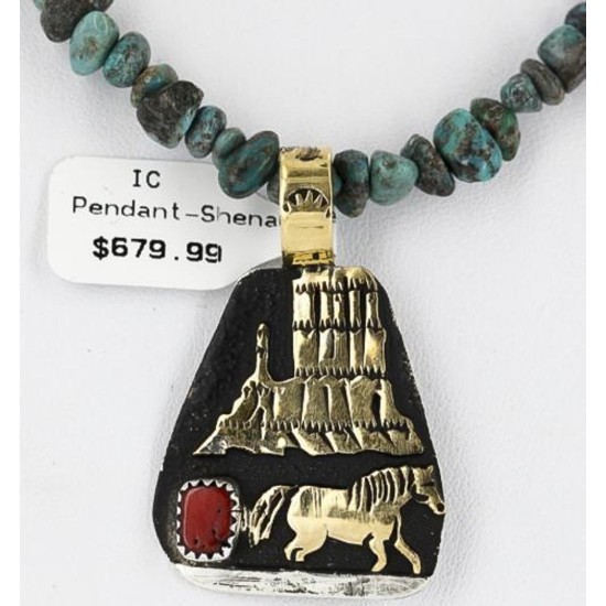 12kt Gold Filled and .925 Sterling Silver Handmade Horse Certified Authentic Navajo Turquoise Native American Necklace 371054141159