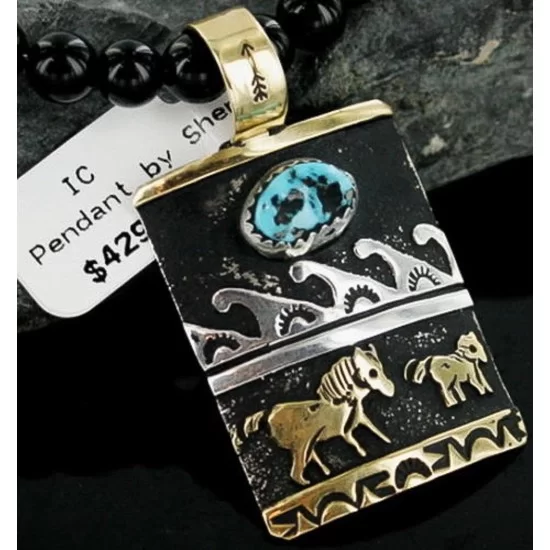 12kt Gold Filled and .925 Sterling Silver Handmade Horse Certified Authentic Navajo Turquoise Native American Necklace 390661816633 12kt Gold Filled and .925 Sterling Silver Handmade Horse Certified Authentic Navajo Turquoise Native American Necklace 390661816633