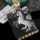 12kt Gold Filled and .925 Sterling Silver Handmade Horse Certified Authentic Navajo Turquoise Native American Necklace 390666914563