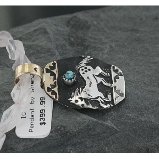 12kt Gold Filled and .925 Sterling Silver Handmade Horse Certified Authentic Navajo Turquoise Native American Necklace 390671110719 12kt Gold Filled and .925 Sterling Silver Handmade Horse Certified Authentic Navajo Turquoise Native American Necklace 390671110719
