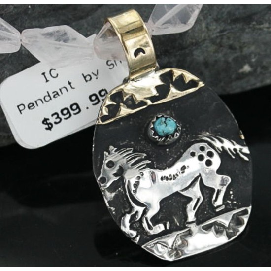12kt Gold Filled and .925 Sterling Silver Handmade Horse Certified Authentic Navajo Turquoise Native American Necklace 390671110719 12kt Gold Filled and .925 Sterling Silver Handmade Horse Certified Authentic Navajo Turquoise Native American Necklace 390671110719