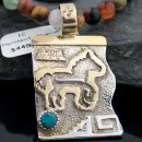 12kt Gold Filled and .925 Sterling Silver Handmade Horse Certified Authentic Navajo Turquoise Native American Necklace 390678174513