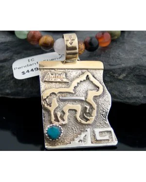 12kt Gold Filled and .925 Sterling Silver Handmade Horse Certified Authentic Navajo Turquoise Native American Necklace 390678174513 12kt Gold Filled and .925 Sterling Silver Handmade Horse Certified Authentic Navajo Turquoise Native American Necklace 390678174513