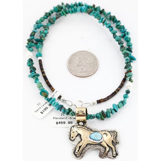 12kt Gold Filled and .925 Sterling Silver Handmade Horse Certified Authentic Navajo Turquoise Native American Necklace 390805211241 12kt Gold Filled and .925 Sterling Silver Handmade Horse Certified Authentic Navajo Turquoise Native American Necklace 390805211241