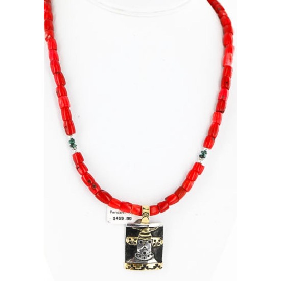 12kt Gold Filled and .925 Sterling Silver HANDMADE KACHINA Certified Authentic Navajo Turquoise and Coral Native American Necklace 371105091230 12kt Gold Filled and .925 Sterling Silver HANDMADE KACHINA Certified Authentic Navajo Turquoise and Coral Native American Necklace 371105091230