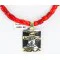 12kt Gold Filled and .925 Sterling Silver HANDMADE KACHINA Certified Authentic Navajo Turquoise and Coral Native American Necklace 371105091230
