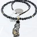 12kt Gold Filled and .925 Sterling Silver Handmade KOKOPELI Certified Authentic Navajo Turquoise and Black Onyx Native American Necklace 371003530121