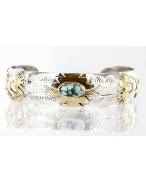 12kt Gold Filled and .925 Sterling Silver Handmade Kokopeli Certified Authentic Navajo Turquoise Native American Bracelet 370999515772 12kt Gold Filled and .925 Sterling Silver Handmade Kokopeli Certified Authentic Navajo Turquoise Native American Bracelet 370999515772