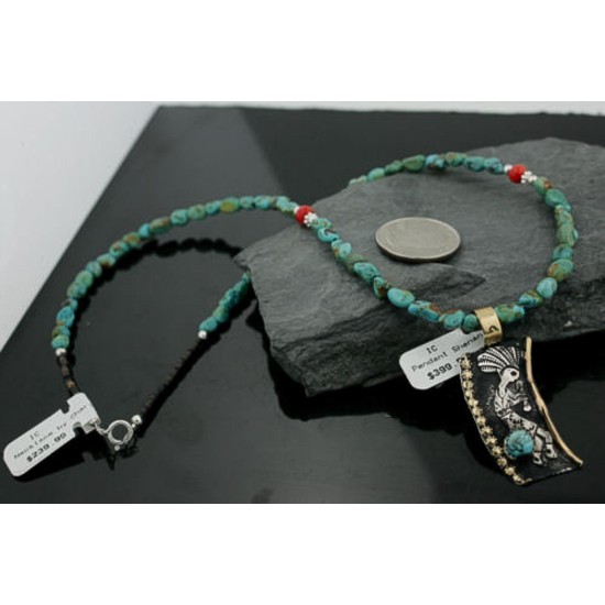 12kt Gold Filled and .925 Sterling Silver Handmade KOKOPELI Certified Authentic Navajo Turquoise Native American Necklace 370970755896 12kt Gold Filled and .925 Sterling Silver Handmade KOKOPELI Certified Authentic Navajo Turquoise Native American Necklace 370970755896