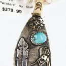 12kt Gold Filled and .925 Sterling Silver Handmade KOKOPELI Certified Authentic Navajo Turquoise Native American Necklace 371004026048