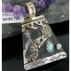 12kt Gold Filled and .925 Sterling Silver Handmade KOKOPELI Certified Authentic Navajo Turquoise Native American Necklace 390666113658