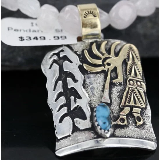12kt Gold Filled and .925 Sterling Silver Handmade KOKOPELI Certified Authentic Navajo Turquoise Native American Necklace 390741155181 12kt Gold Filled and .925 Sterling Silver Handmade KOKOPELI Certified Authentic Navajo Turquoise Native American Necklace 390741155181