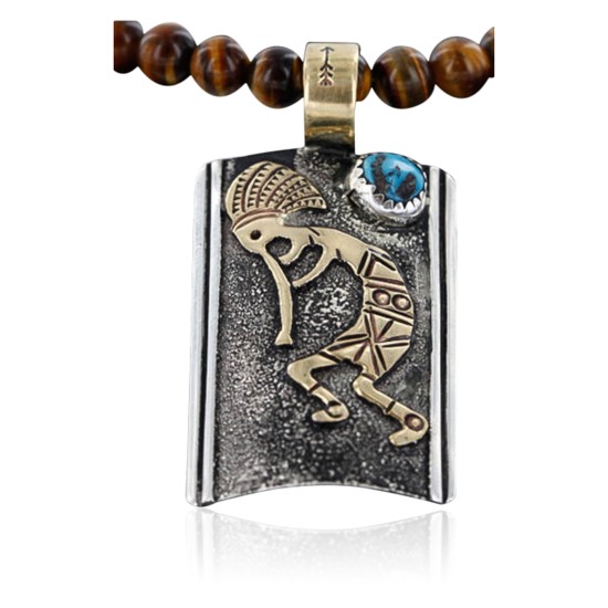 12kt Gold Filled and .925 Sterling Silver Handmade KOKOPELI Certified Authentic Navajo Turquoise Native American Necklace 390743490751 12kt Gold Filled and .925 Sterling Silver Handmade KOKOPELI Certified Authentic Navajo Turquoise Native American Necklace 390743490751