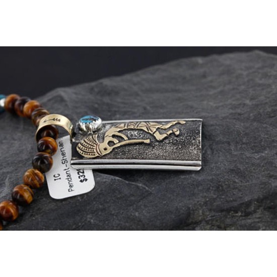 12kt Gold Filled and .925 Sterling Silver Handmade KOKOPELI Certified Authentic Navajo Turquoise Native American Necklace 390743490751 12kt Gold Filled and .925 Sterling Silver Handmade KOKOPELI Certified Authentic Navajo Turquoise Native American Necklace 390743490751