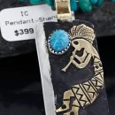 12kt Gold Filled and .925 Sterling Silver Handmade KOKOPELI Certified Authentic Navajo Turquoise Native American Necklace 390746081685