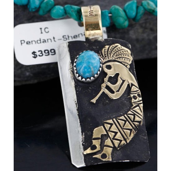12kt Gold Filled and .925 Sterling Silver Handmade KOKOPELI Certified Authentic Navajo Turquoise Native American Necklace 390746081685 12kt Gold Filled and .925 Sterling Silver Handmade KOKOPELI Certified Authentic Navajo Turquoise Native American Necklace 390746081685