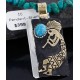 12kt Gold Filled and .925 Sterling Silver Handmade KOKOPELI Certified Authentic Navajo Turquoise Native American Necklace 390746081685
