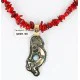 12kt Gold Filled and .925 Sterling Silver HANDMADE KOKOPELLI Certified Authentic Navajo Turquoise and Coral Native American Necklace 371115338102