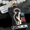 12kt Gold Filled and .925 Sterling Silver Handmade KOKOPELLI Certified Authentic Navajo Turquoise Native American Necklace 370882589618
