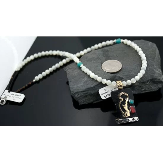 12kt Gold Filled and .925 Sterling Silver Handmade KOKOPELLI Certified Authentic Navajo Turquoise Native American Necklace 370882589618 12kt Gold Filled and .925 Sterling Silver Handmade KOKOPELLI Certified Authentic Navajo Turquoise Native American Necklace 370882589618