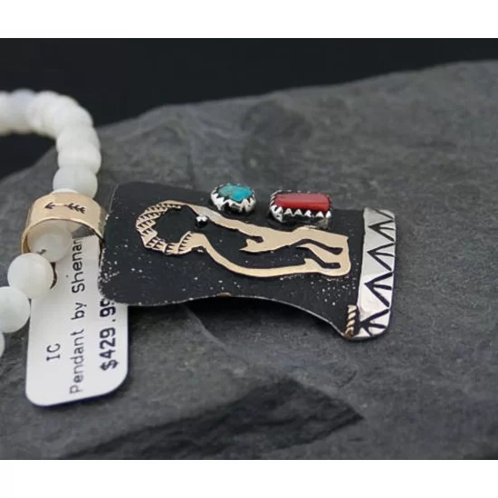 12kt Gold Filled and .925 Sterling Silver Handmade KOKOPELLI Certified Authentic Navajo Turquoise Native American Necklace 370882589618 12kt Gold Filled and .925 Sterling Silver Handmade KOKOPELLI Certified Authentic Navajo Turquoise Native American Necklace 370882589618