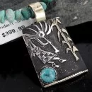12kt Gold Filled and .925 Sterling Silver Handmade KOKOPELLI Certified Authentic Navajo Turquoise Native American Necklace 370909123287