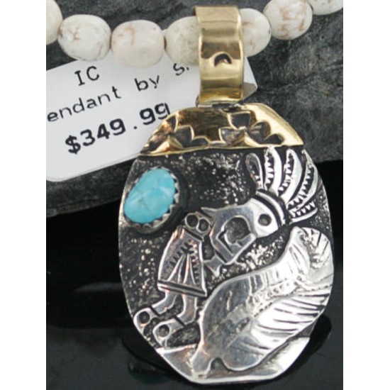 12kt Gold Filled and .925 Sterling Silver Handmade KOKOPELLI Certified Authentic Navajo Turquoise Native American Necklace 370924529073 12kt Gold Filled and .925 Sterling Silver Handmade KOKOPELLI Certified Authentic Navajo Turquoise Native American Necklace 370924529073