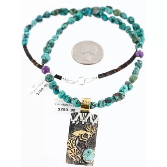 12kt Gold Filled and .925 Sterling Silver Handmade KOKOPELLI Certified Authentic Navajo Turquoise Native American Necklace 371009784944 12kt Gold Filled and .925 Sterling Silver Handmade KOKOPELLI Certified Authentic Navajo Turquoise Native American Necklace 371009784944