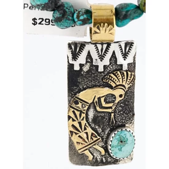 12kt Gold Filled and .925 Sterling Silver Handmade KOKOPELLI Certified Authentic Navajo Turquoise Native American Necklace 371009784944 12kt Gold Filled and .925 Sterling Silver Handmade KOKOPELLI Certified Authentic Navajo Turquoise Native American Necklace 371009784944