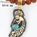 12kt Gold Filled and .925 Sterling Silver Handmade KOKOPELLI Certified Authentic Navajo Turquoise Native American Necklace 371014487084