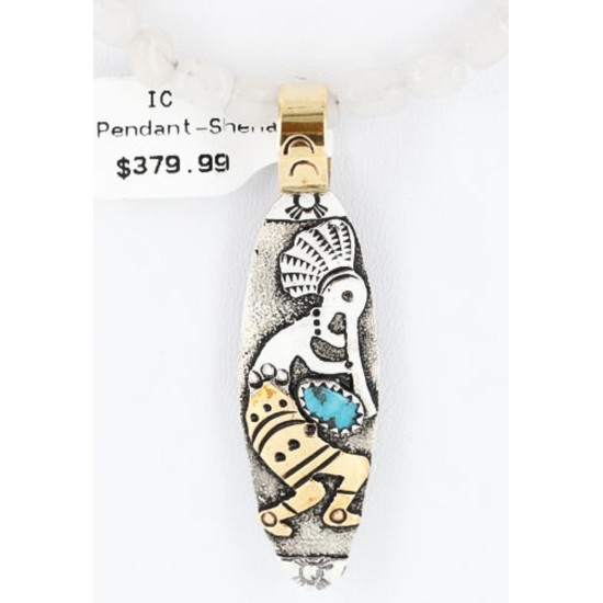 12kt Gold Filled and .925 Sterling Silver Handmade KOKOPELLI Certified Authentic Navajo Turquoise Native American Necklace 371034932311 12kt Gold Filled and .925 Sterling Silver Handmade KOKOPELLI Certified Authentic Navajo Turquoise Native American Necklace 371034932311