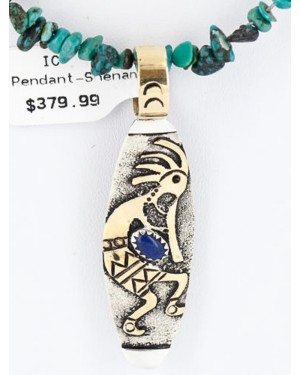 12kt Gold Filled and .925 Sterling Silver Handmade KOKOPELLI Certified Authentic Navajo Turquoise Native American Necklace 371037489523