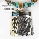 12kt Gold Filled and .925 Sterling Silver Handmade KOKOPELLI Certified Authentic Navajo Turquoise Native American Necklace 371060647110