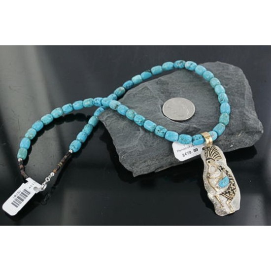 12kt Gold Filled and .925 Sterling Silver Handmade KOKOPELLI Certified Authentic Navajo Turquoise Native American Necklace 390668153622 12kt Gold Filled and .925 Sterling Silver Handmade KOKOPELLI Certified Authentic Navajo Turquoise Native American Necklace 390668153622