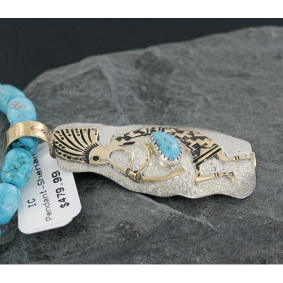 12kt Gold Filled and .925 Sterling Silver Handmade KOKOPELLI Certified Authentic Navajo Turquoise Native American Necklace 390668153622 12kt Gold Filled and .925 Sterling Silver Handmade KOKOPELLI Certified Authentic Navajo Turquoise Native American Necklace 390668153622