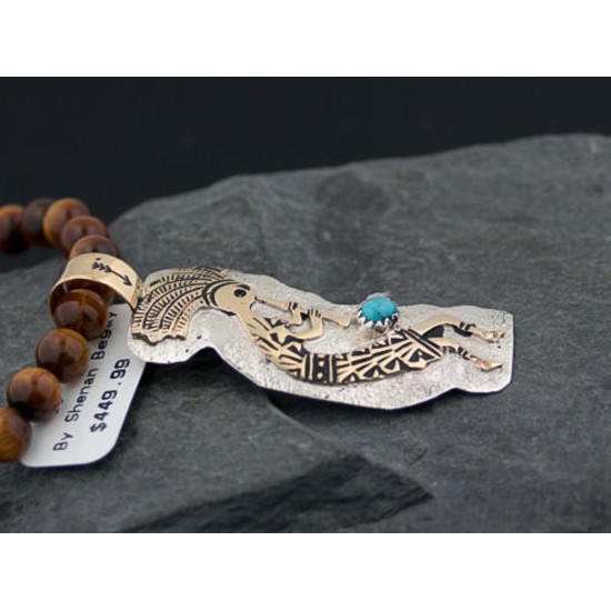 12kt Gold Filled and .925 Sterling Silver Handmade KOKOPELLI Certified Authentic Navajo Turquoise Native American Necklace 390677597746 12kt Gold Filled and .925 Sterling Silver Handmade KOKOPELLI Certified Authentic Navajo Turquoise Native American Necklace 390677597746