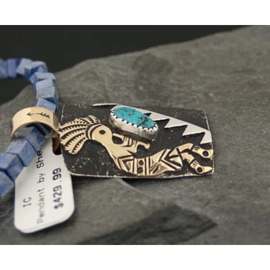 12kt Gold Filled and .925 Sterling Silver Handmade KOKOPELLI Certified Authentic Navajo Turquoise Native American Necklace 390784009992 12kt Gold Filled and .925 Sterling Silver Handmade KOKOPELLI Certified Authentic Navajo Turquoise Native American Necklace 390784009992