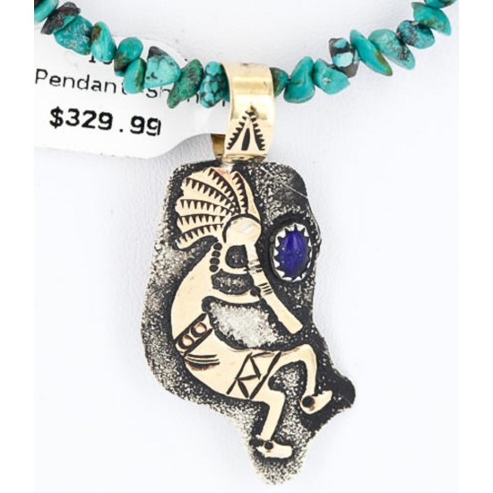 12kt Gold Filled and .925 Sterling Silver Handmade KOKOPELLI Certified Authentic Navajo Turquoise Native American Necklace 390823392178 12kt Gold Filled and .925 Sterling Silver Handmade KOKOPELLI Certified Authentic Navajo Turquoise Native American Necklace 390823392178