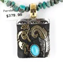 12kt Gold Filled and .925 Sterling Silver Handmade KOKOPELLI Certified Authentic Navajo Turquoise Native American Necklace 390842147001