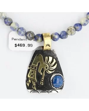 12kt Gold Filled and .925 Sterling Silver HANDMADE KOKOPELLI Certified Authentic Navajo Turquoise Native American Necklace 390890134413