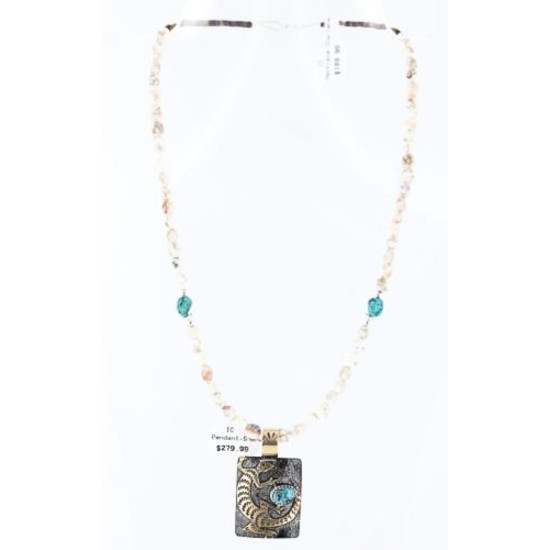 12kt Gold Filled and .925 Sterling Silver Handmade LIZARD Certified Authentic Navajo Turquoise Native American Necklace 371007037281
